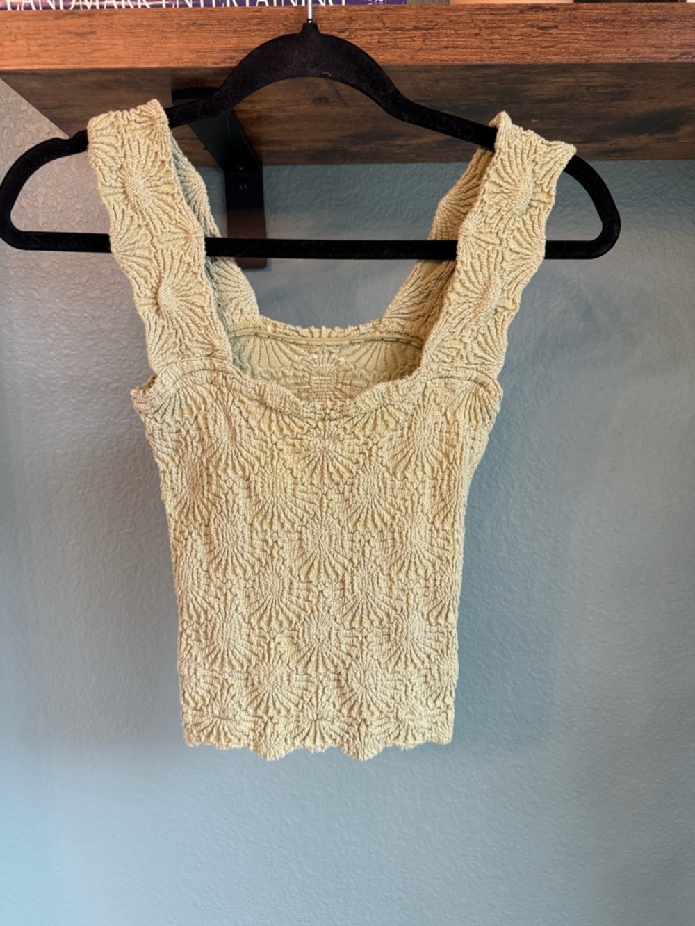 Intimately x Free People Textured Tank Cream Smocked Stretch Fitted Boho